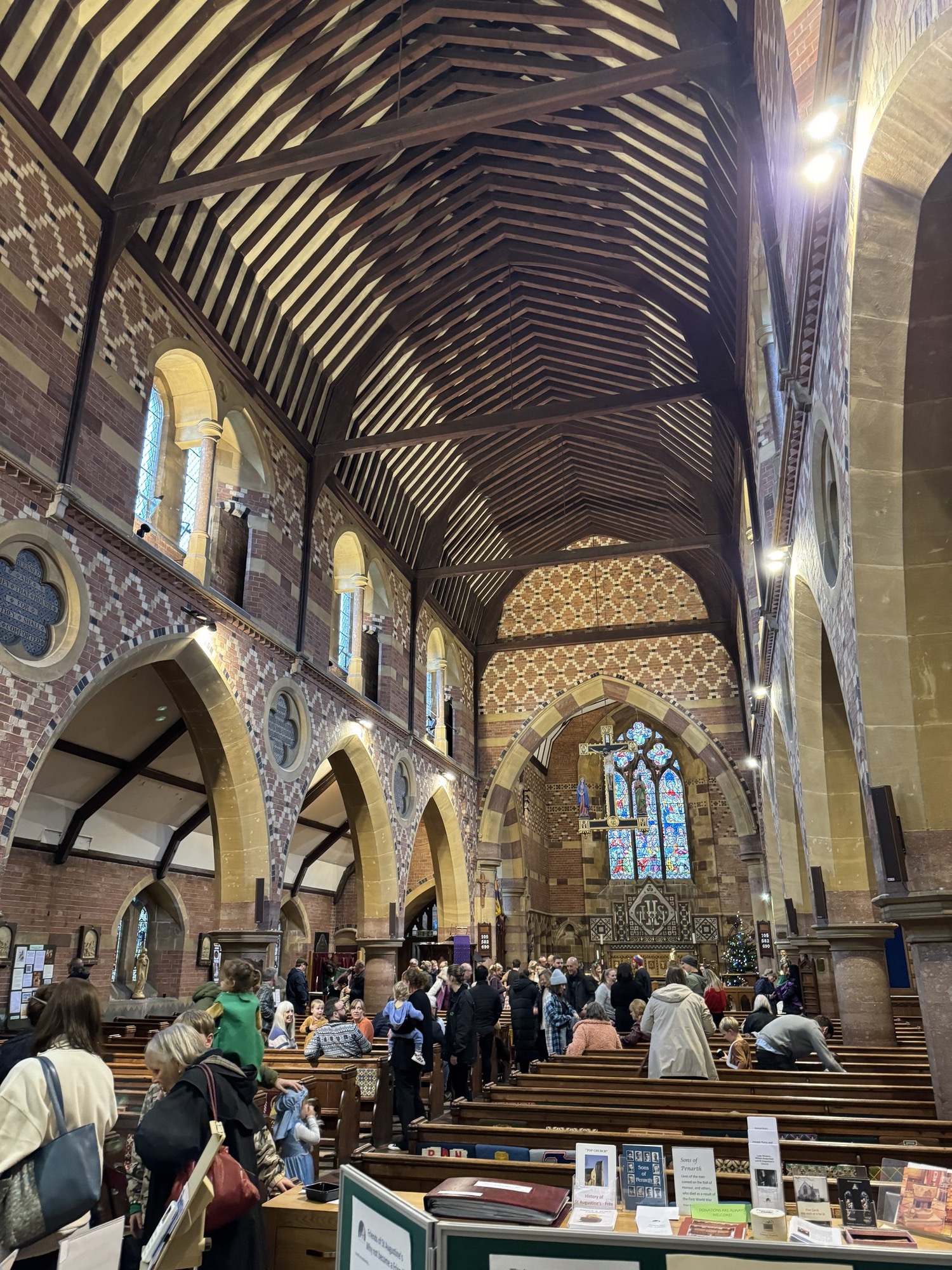 The timber roof and interior of St Augustine’s Church, Penarth