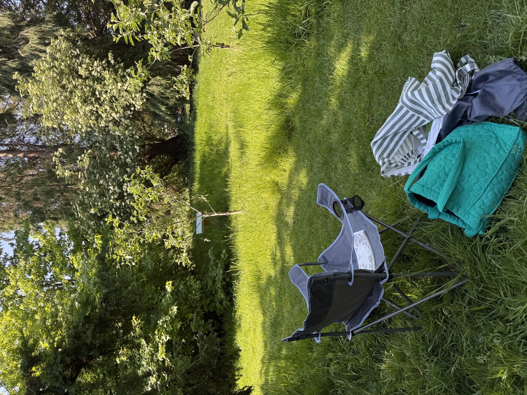 Sketching chair in the grass at Victoria Square Penarth