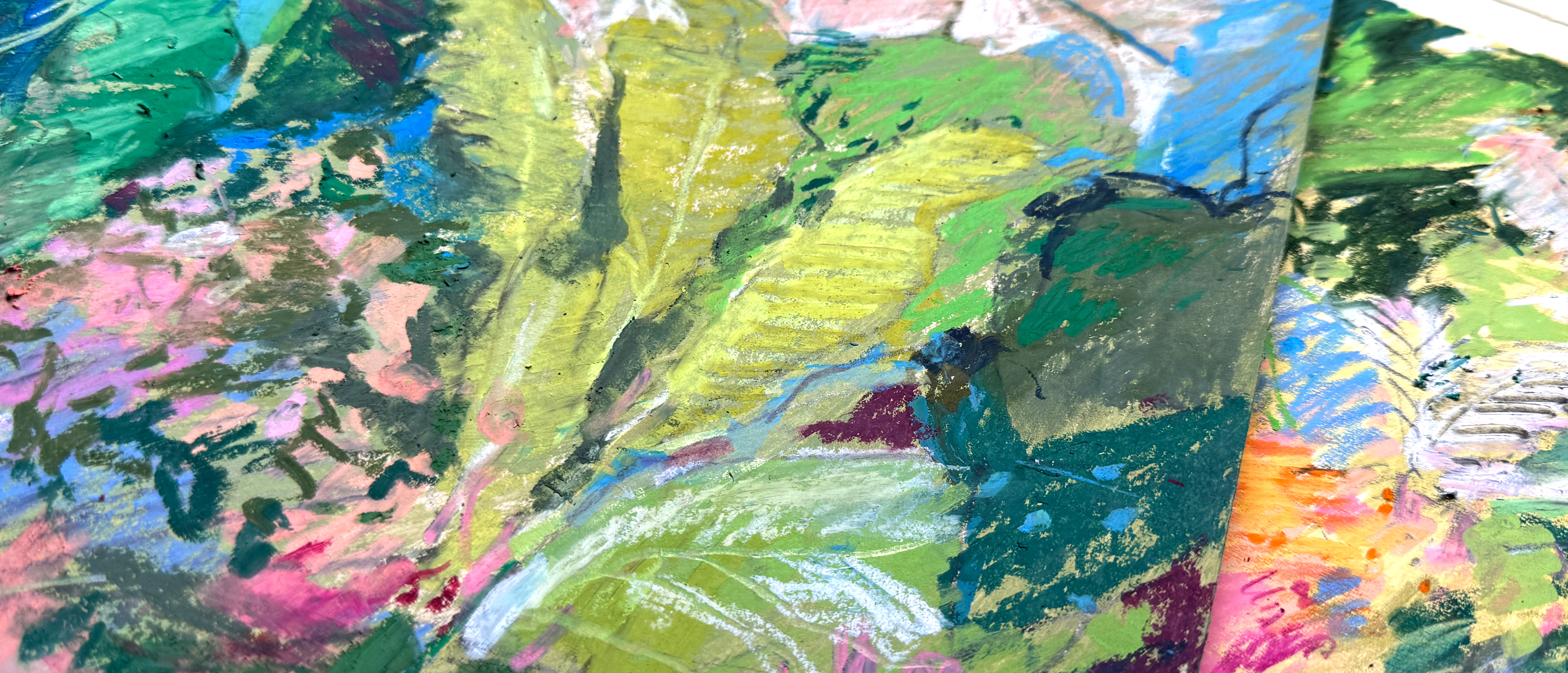 Colourful close-up of Ksenia Kudelkina artworks used as the homepage header