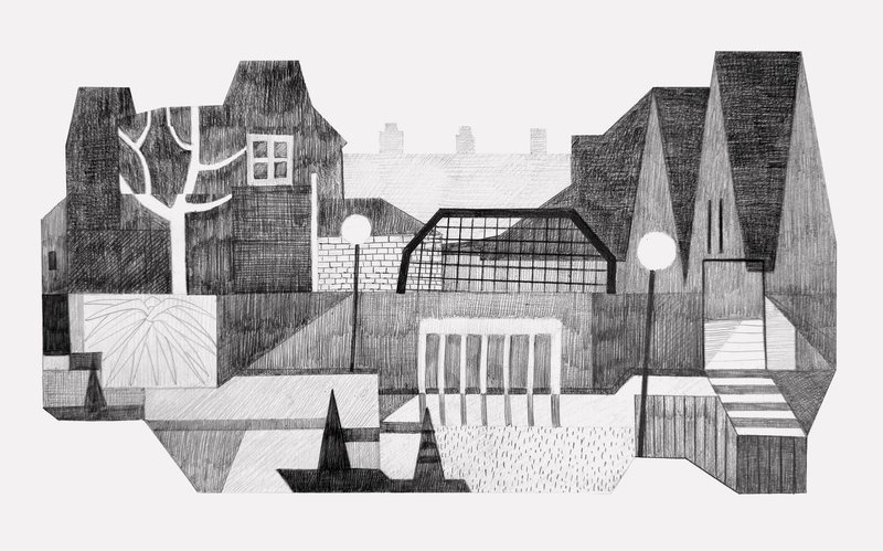 Albert School, Penarth, pencil on paper by Ksenia Kudelkina