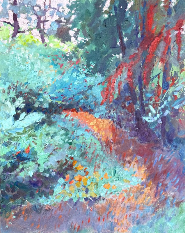 Alexandra Park Path, oil on canvas board by Ksenia Kudelkina