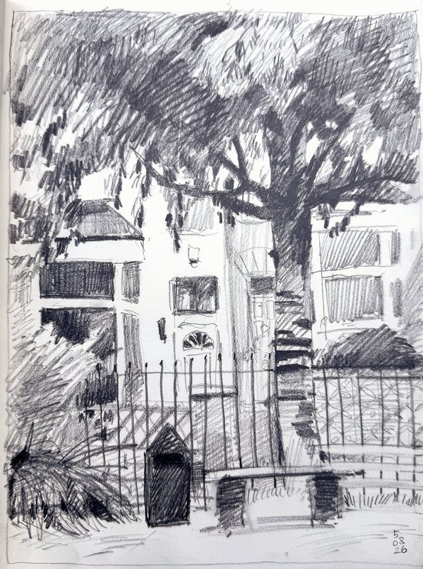 Belle Vue Park, graphite in a sketchbook by Ksenia Kudelkina