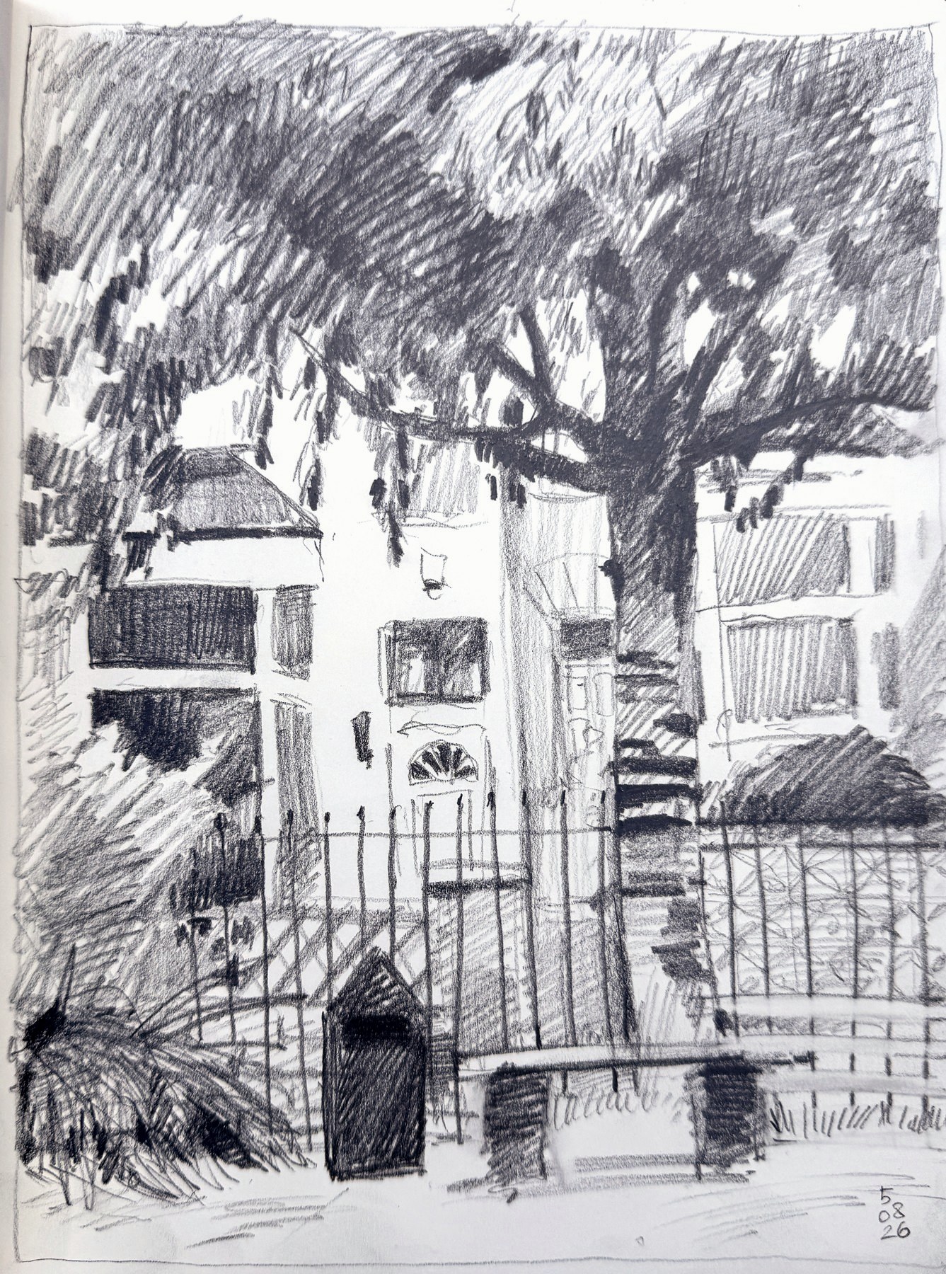 Belle Vue Park, graphite in a sketchbook by Ksenia Kudelkina