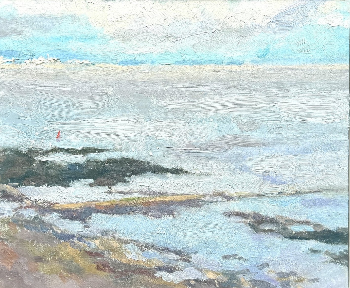 Bristol Channel. View from Penarth cliff, oil on paper by Ksenia Kudelkina
