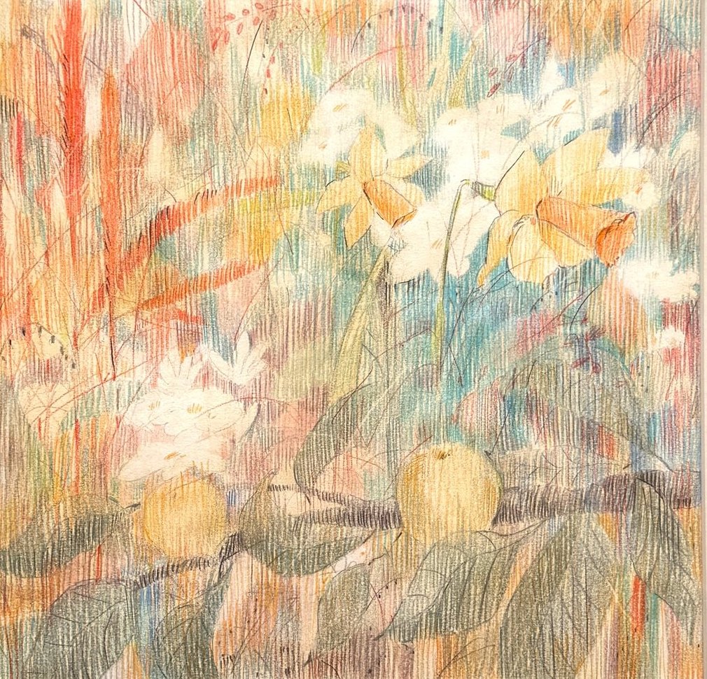 Meadows of Life, mixed media drawing by Ksenia Kudelkina