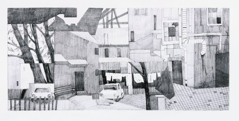 Old Kazan, pencil on paper by Ksenia Kudelkina