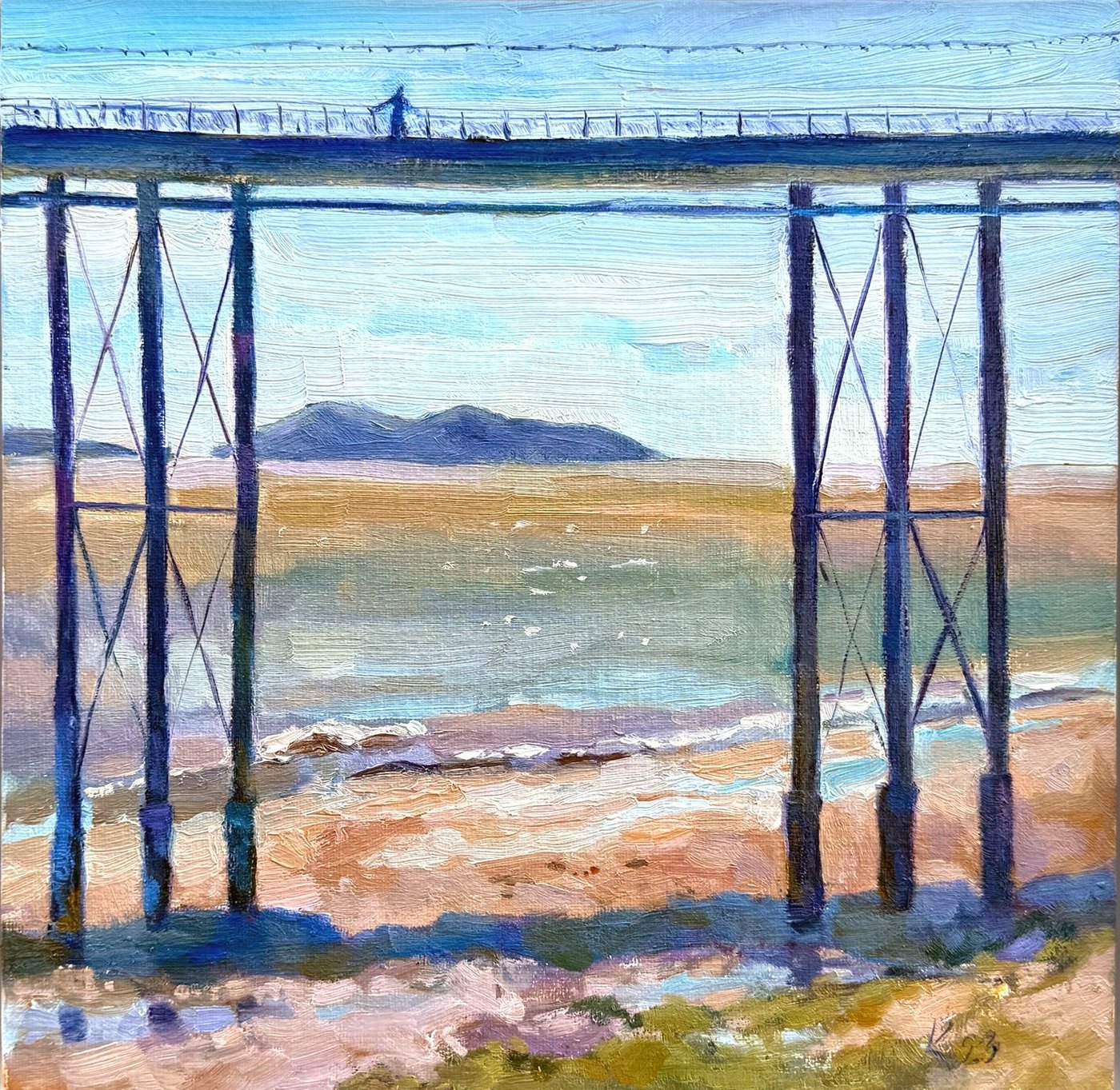 Penarth Pier view, oil painting by Ksenia Kudelkina