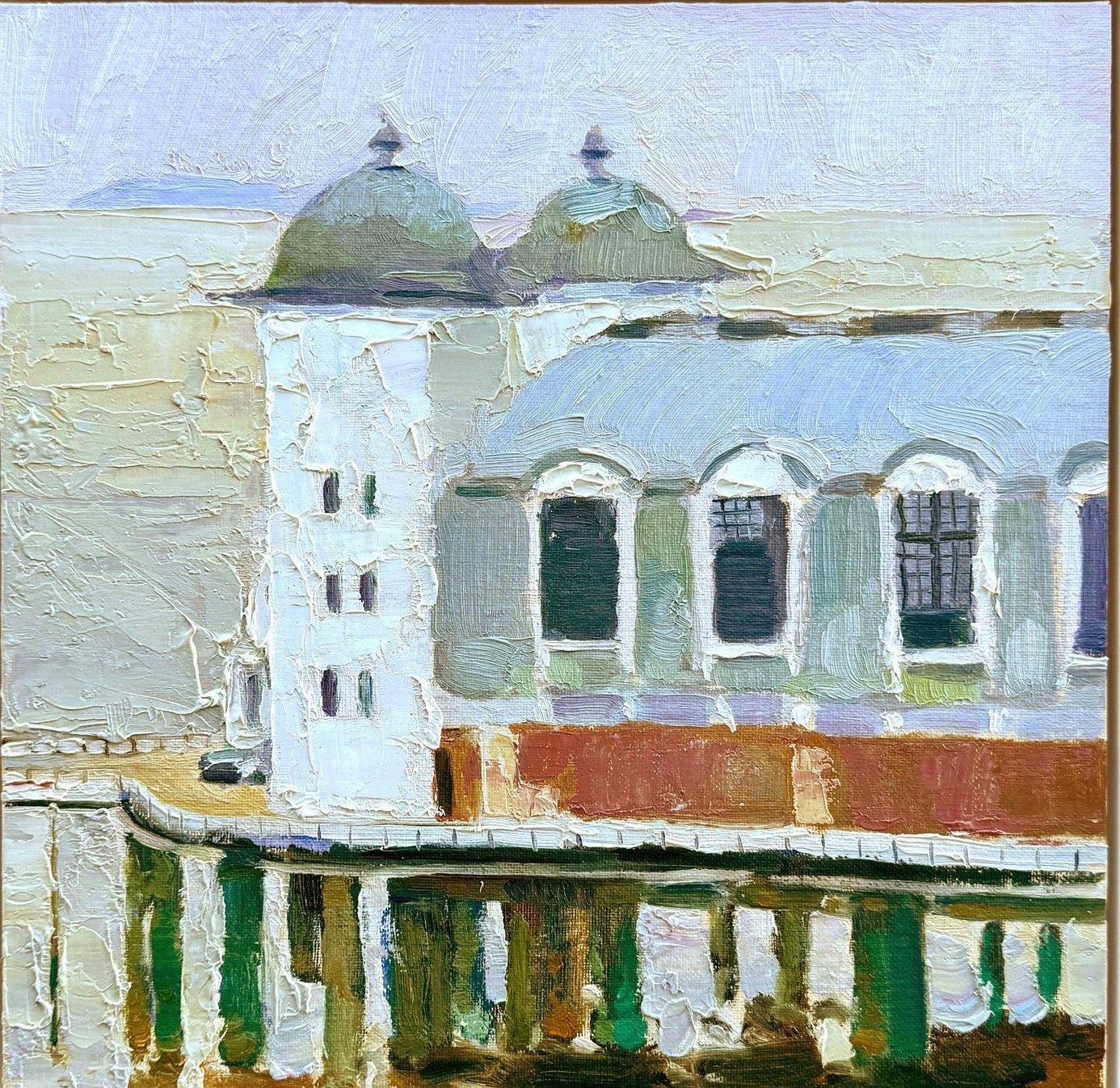 Penarth Pier, oil painting by Ksenia Kudelkina